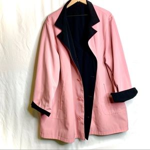 Pink and Black Reversible Rain Jacket Trench Coat
